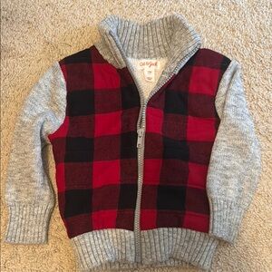Cat & Jack Red and Gray Plaid Sweater